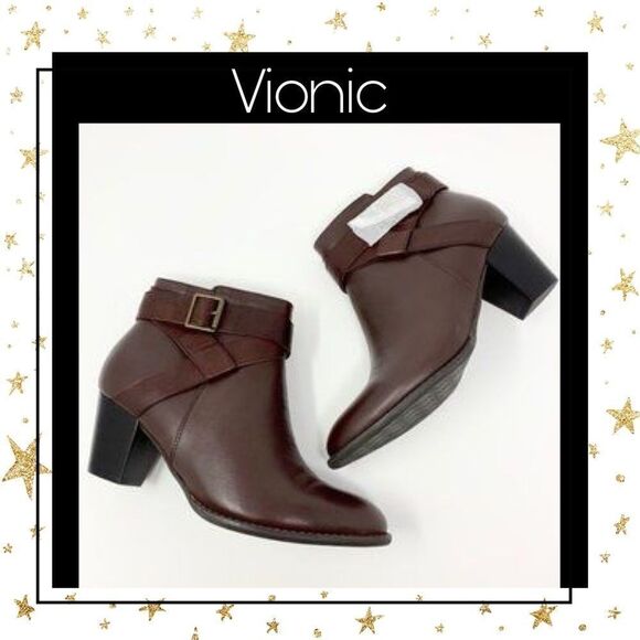 New! Vionic "Trinity" Chocolate Ankle Boots 11 - Picture 1 of 3